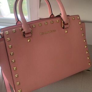 Michael Kors Pale Pink Studded MD Selma Satchel